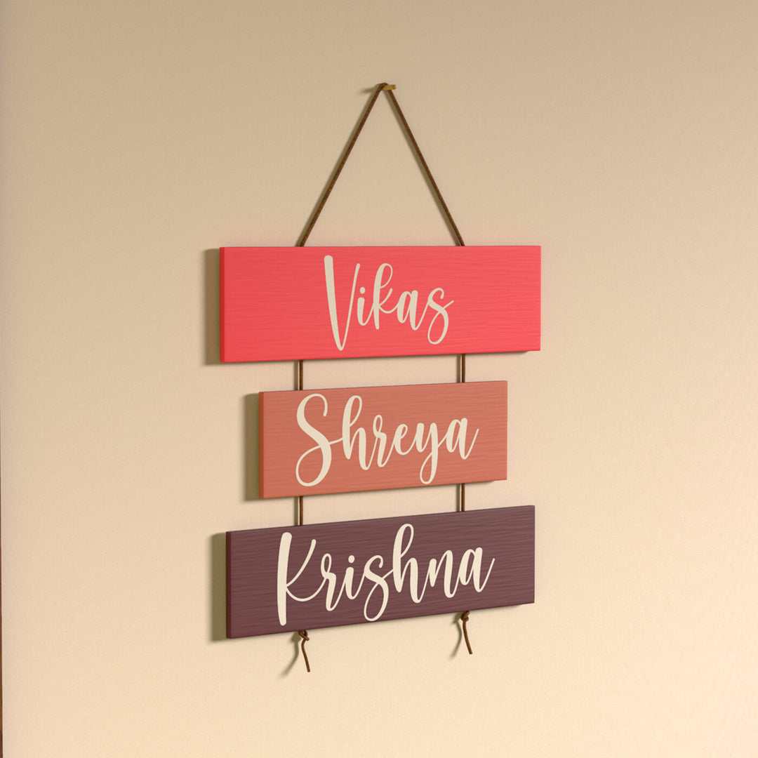 Three Plank Name Plate - Hanging on Wall Display