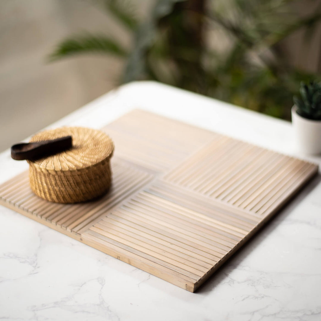 Square Bamboo Trivet - Distressed White