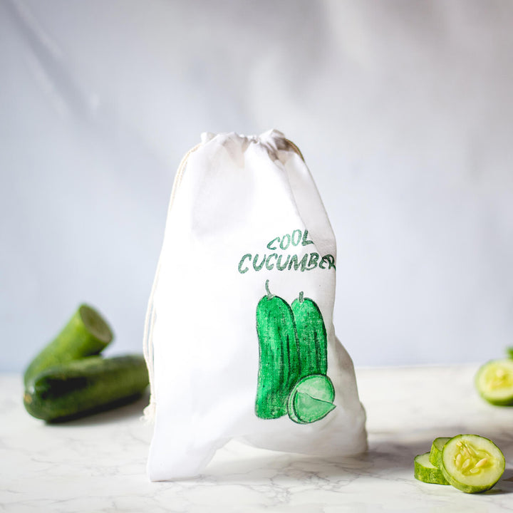 Handpainted Vegetable Bags - Off White