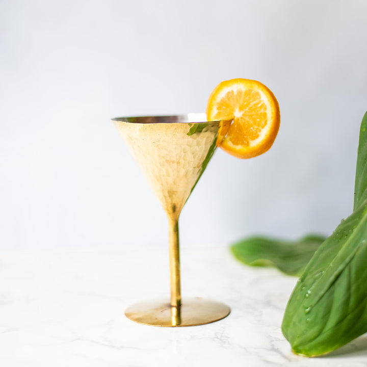 Handcrafted Brass Cocktail Glass - Hammered