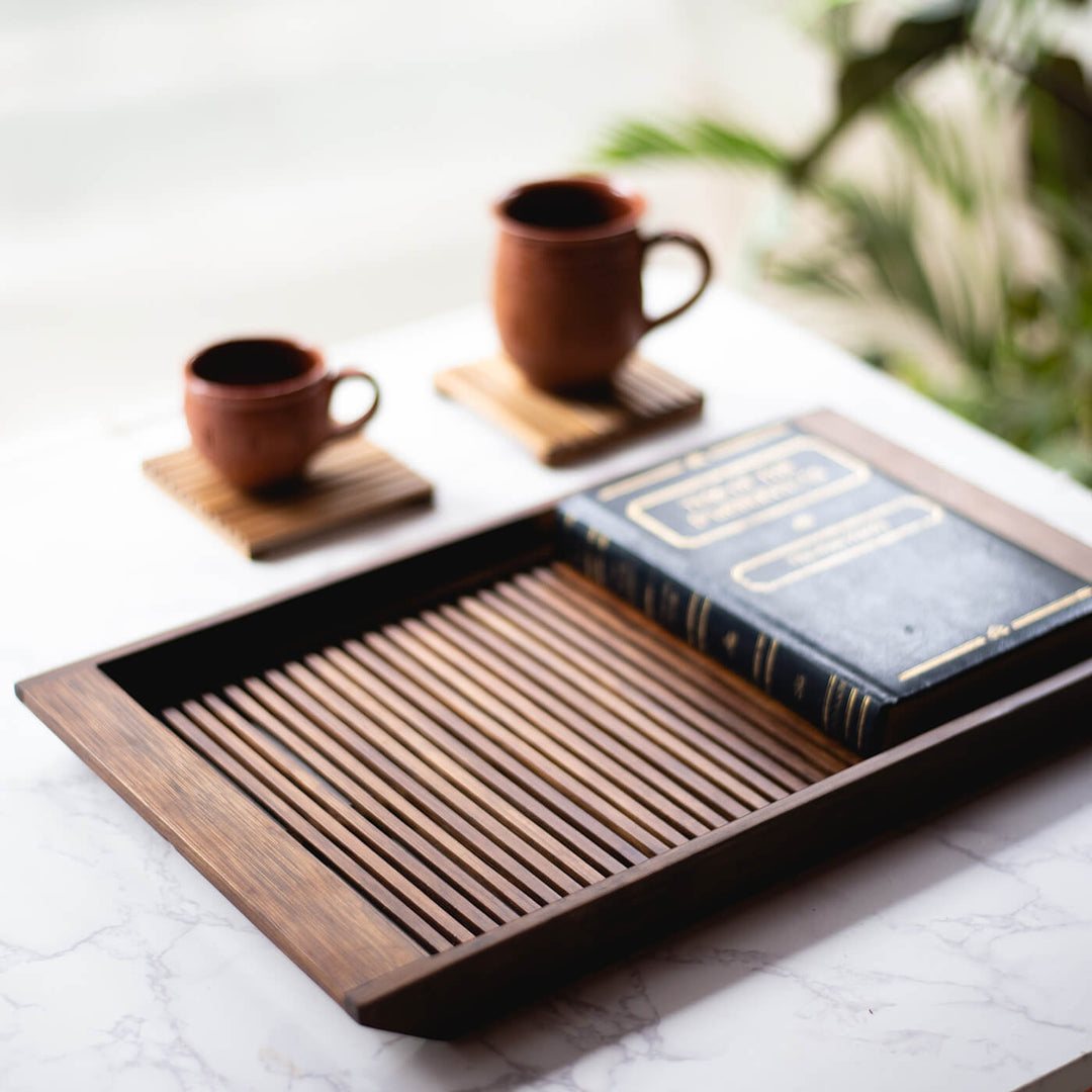 Handcrafted Bamboo Tray - Brown
