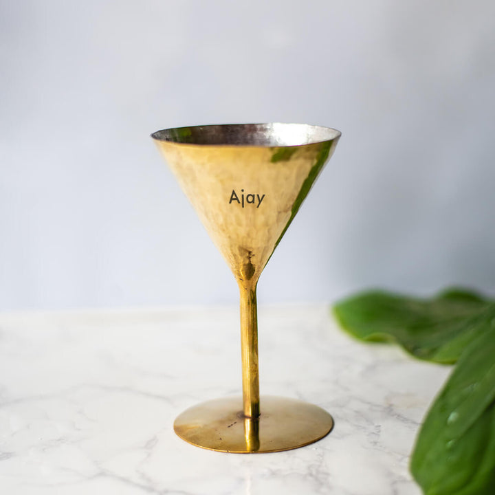 Personalized Handcrafted Brass Cocktail Glass - Hammered