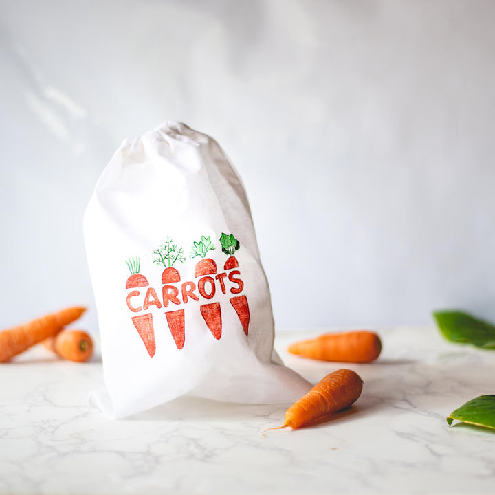 Handpainted Vegetable Bags - Off White