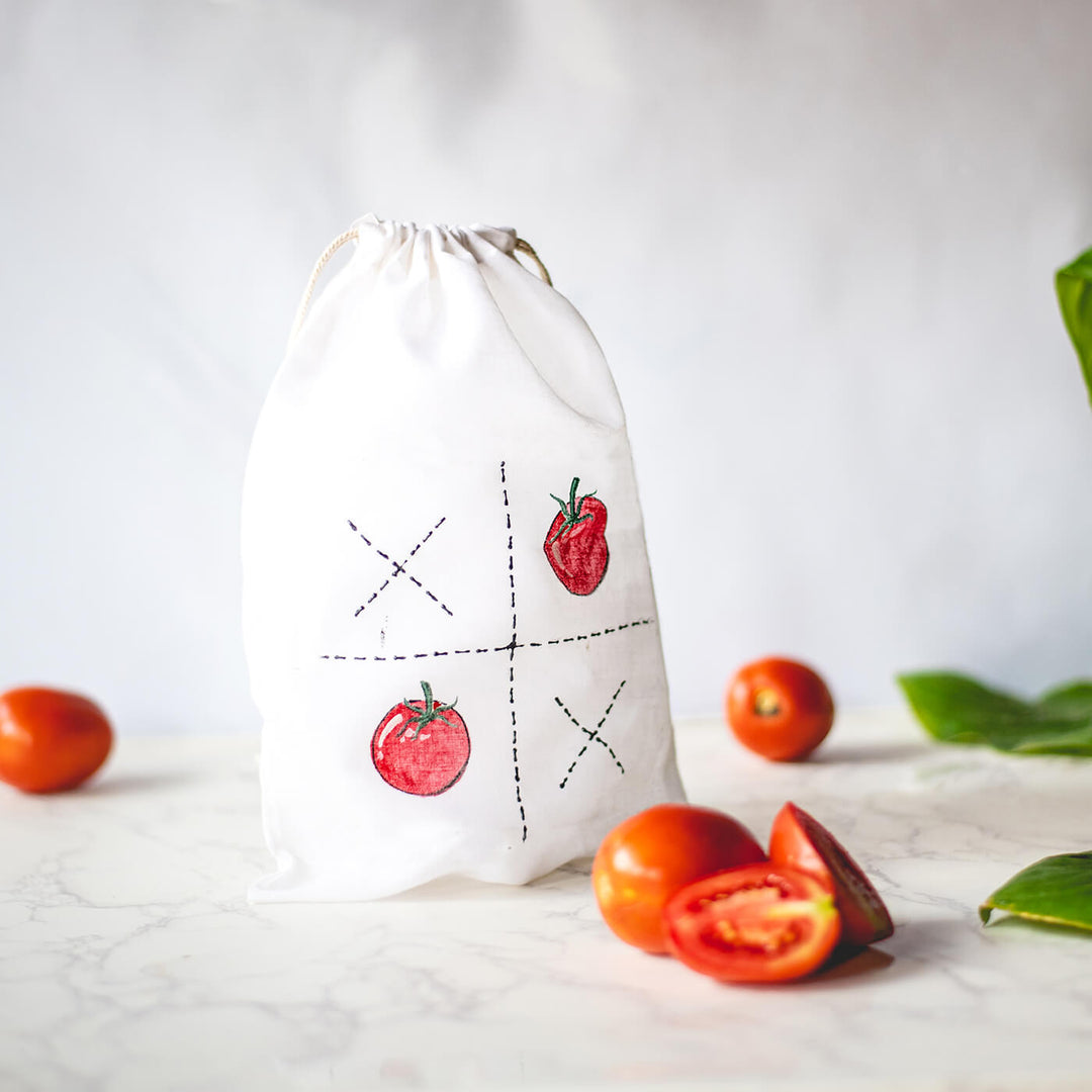 Handpainted Vegetable Bags - Off White