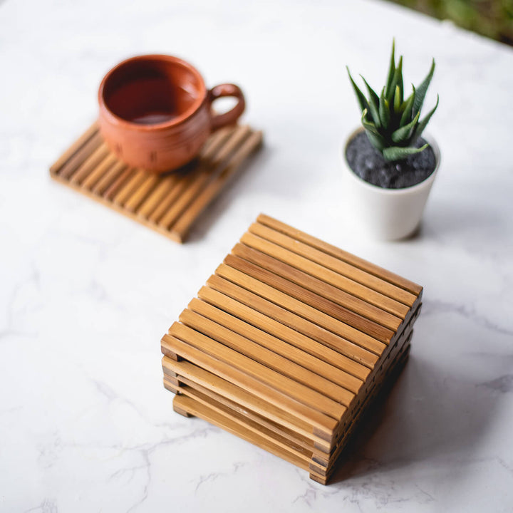 Bamboo Coasters - Set of 6 - Natural