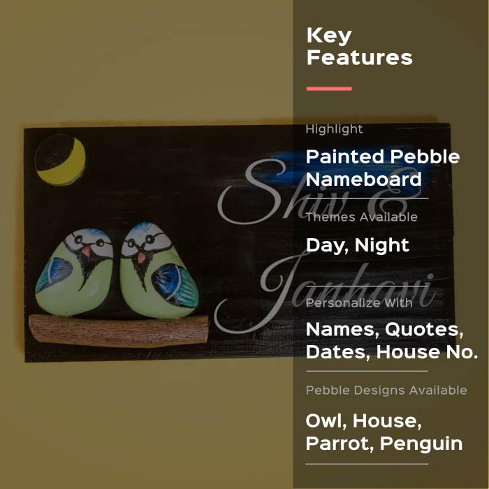 Hand-painted Pebble Art Couples Nameboard
