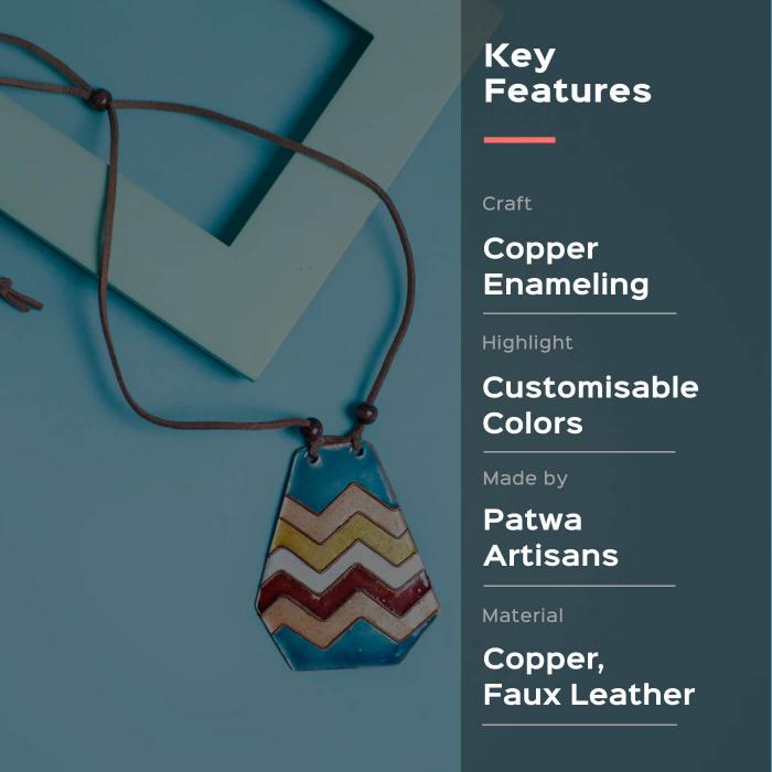 Copper Enamel Pendant - Hexagon - Multi Colour
