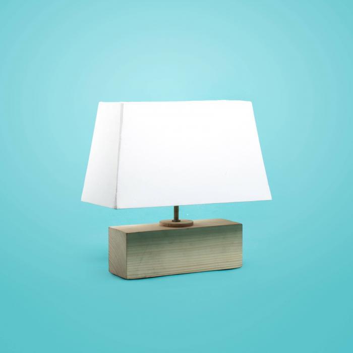 Plain Rectangular Tabletop Lamp - Natural Solid Base