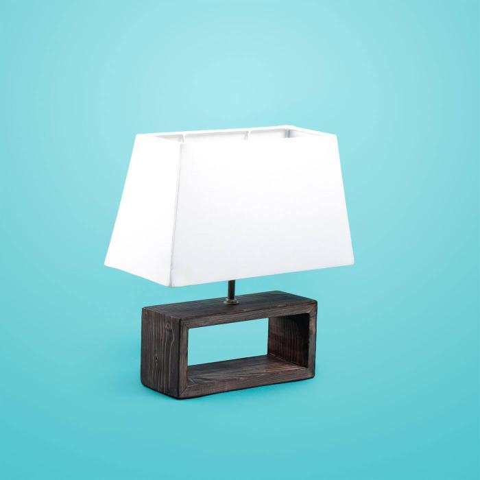 Plain Rectangular Tabletop Lamp with Dark Hollow Base