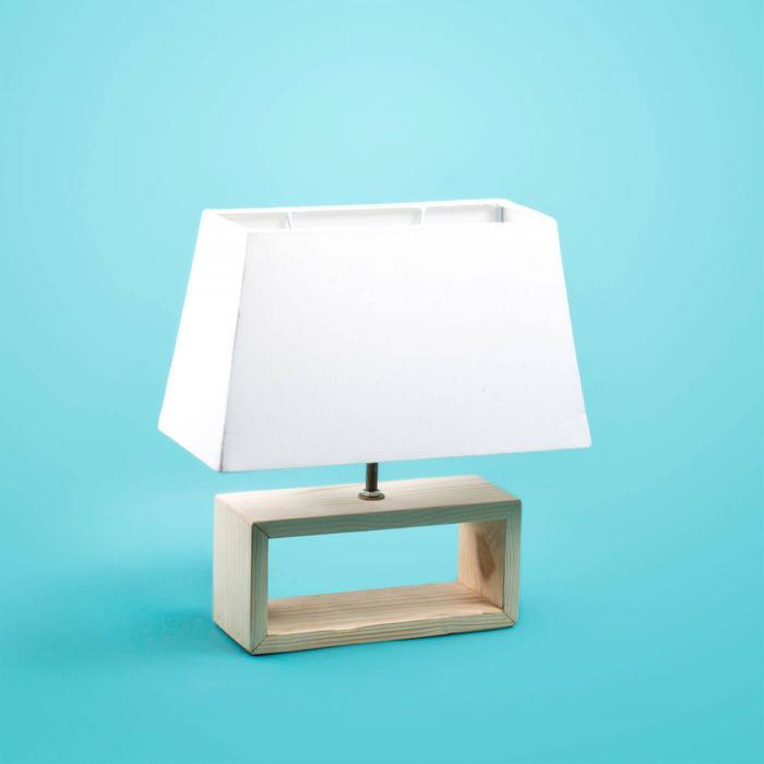 Saver Bundle - Plain Rectangular Tabletop Lamp with Natural Hollow Base