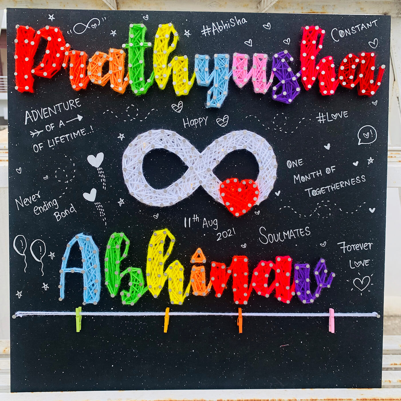 THIS LOVE - ALL PLEASURE (サイン入りアートプリント付き Buy Couples String Art Nameplate With Lights - Infinity Love