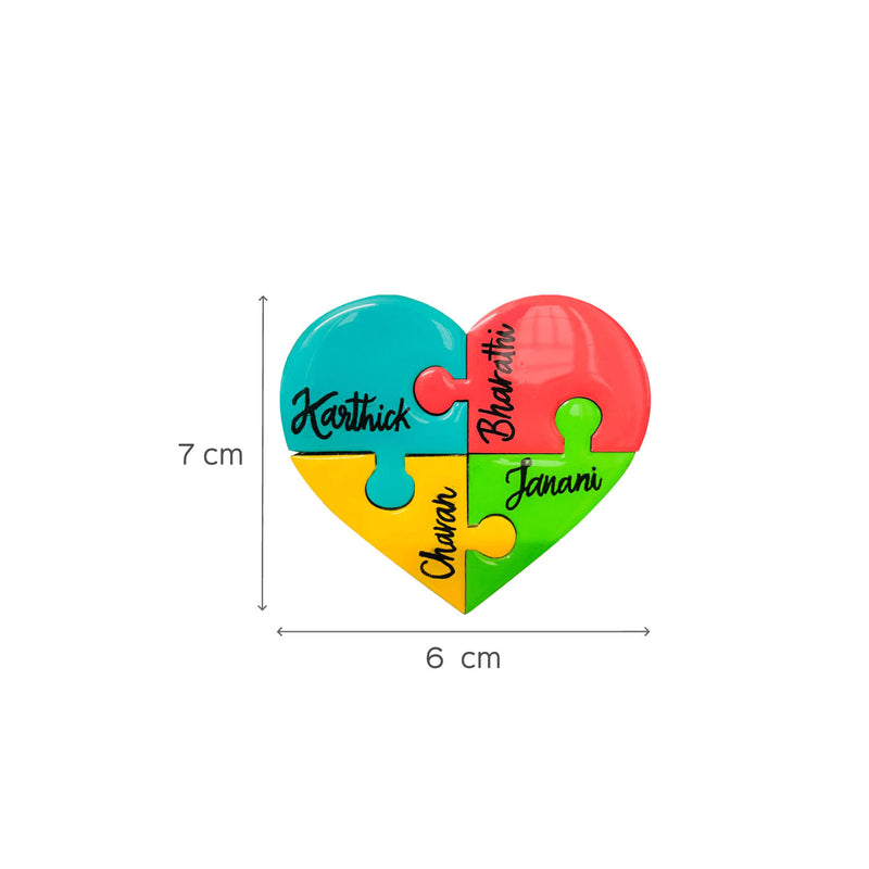 4 Puzzle Heart-Shaped Resin Fridge Magnet