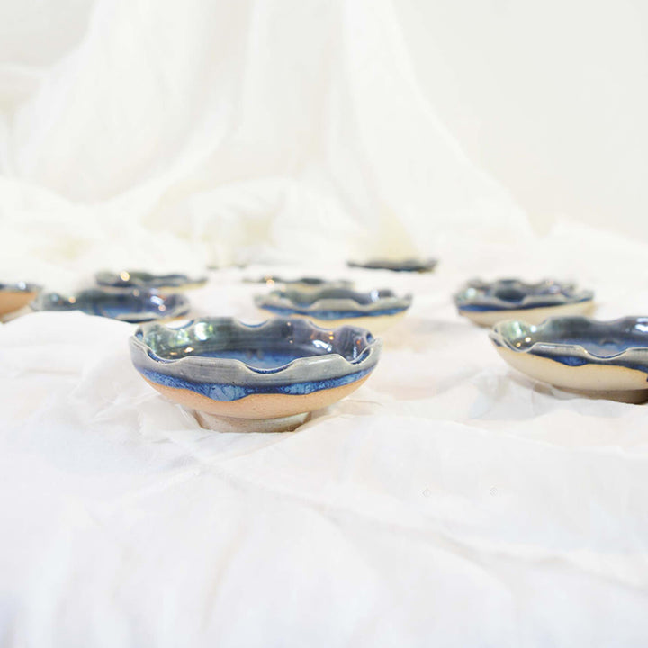 Handmade Mottled Blue Dip Bowl - Wildflower