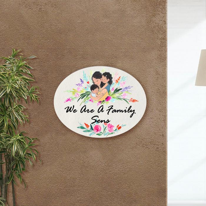 Oval Hand-painted Family Character Nameboard - Zwende