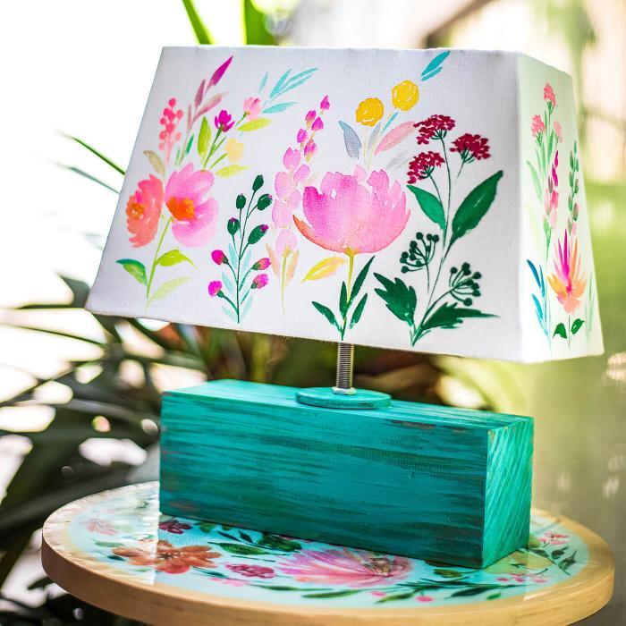 Handpainted Rectangular Empire Lamp