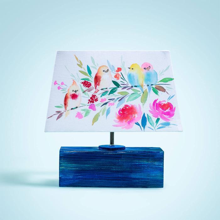 Handpainted Rectangular Empire Lamp