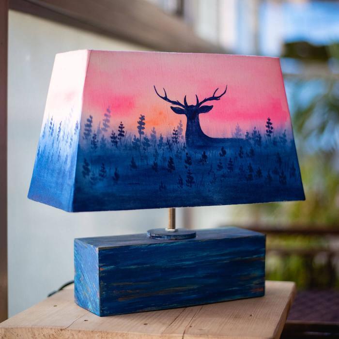 Handpainted Rectangular Empire Lamp