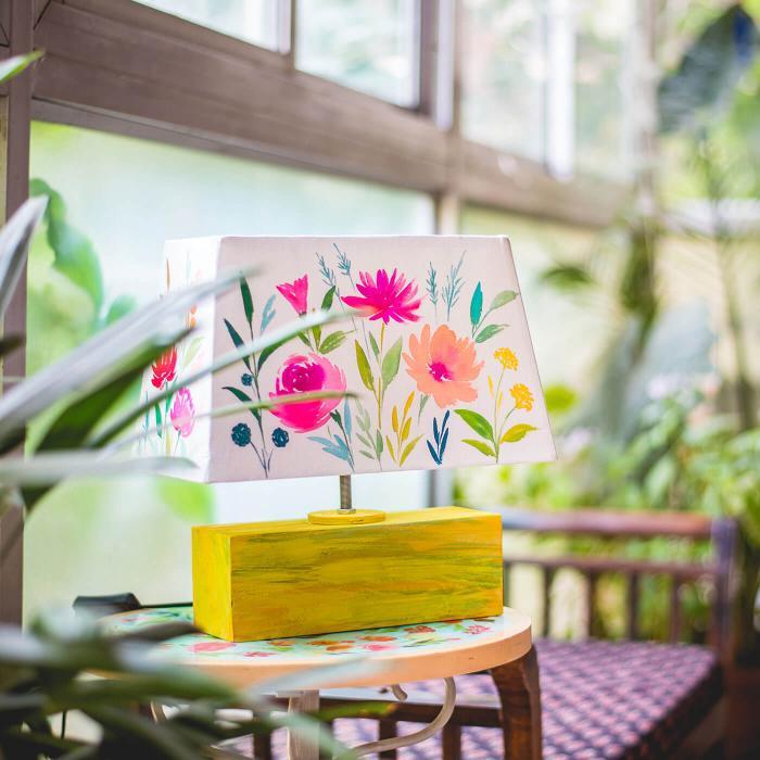 Handpainted Rectangular Empire Lamp