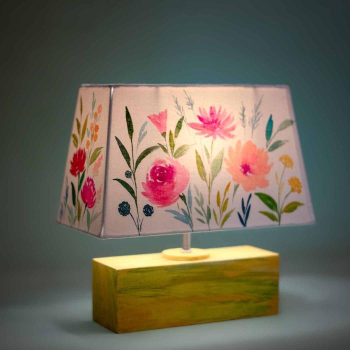 Handpainted Rectangular Empire Lamp