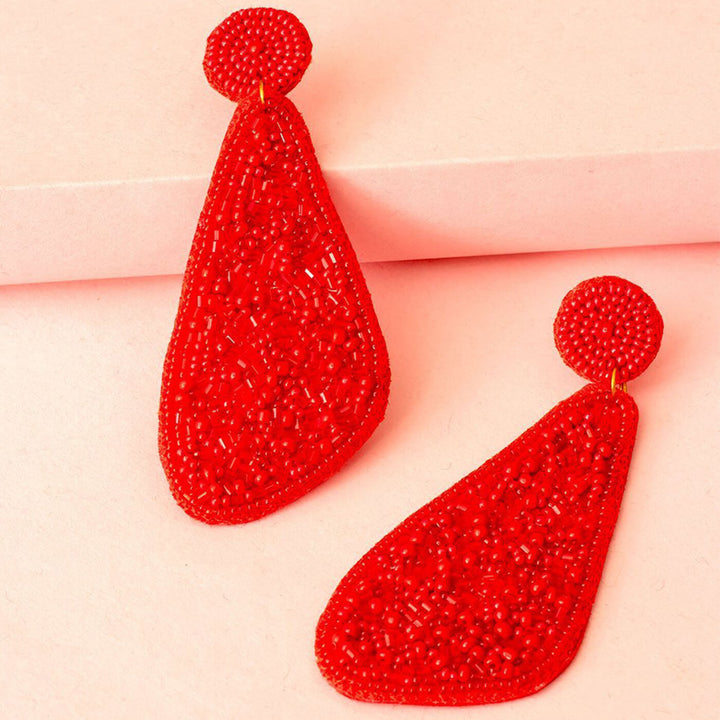 Hand Embroidered Red Romance Sequin Earrings