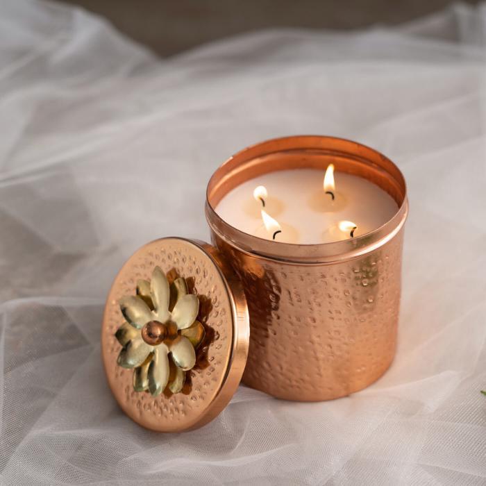 Rose Gold Multi-wick Tumbler Scented Candle - Lemongrass - Zwende