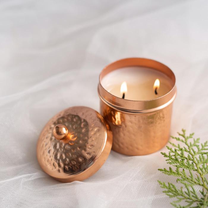 Rose Gold Two-wick Votive Scented Candle - Musk and Geranium