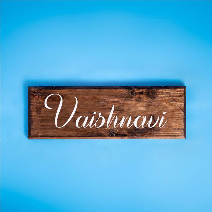 Small Horizontal Rectangle Name Plate Single Name - Front View on Blue Background