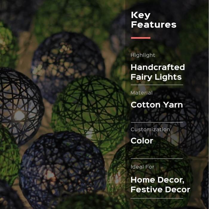 Handcrafted Yarn Spherical Fairy Light Hangings - Zwende