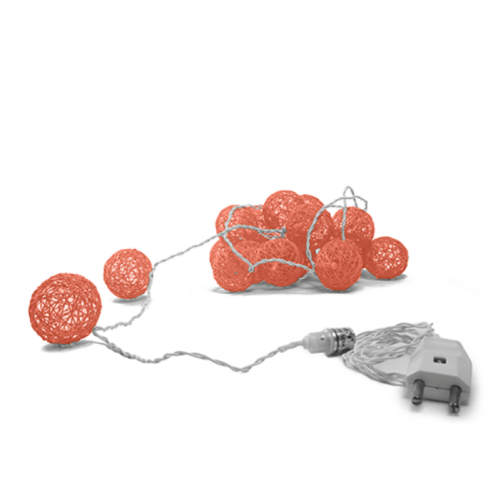 Handcrafted Yarn Spherical Fairy Light Hangings - Peach