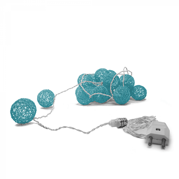 Handcrafted Yarn Spherical Fairy Light Hangings - Turquoise