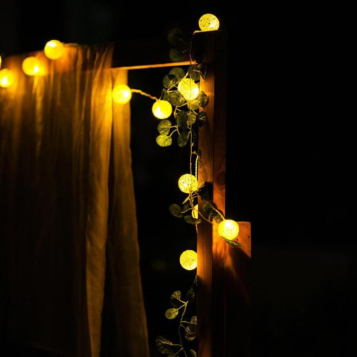 Handcrafted Yarn Spherical Fairy Light Hangings - Yellow