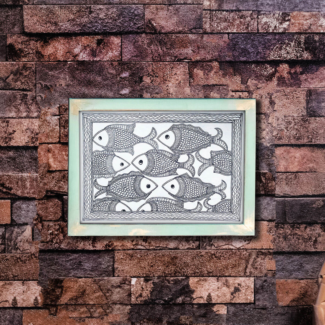 A5 Madhubani Wall Painting - Fish