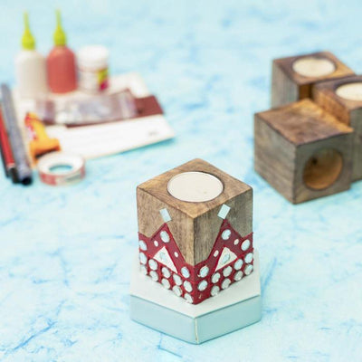 Lippan Art Wooden Tealight Holder DIY Kit - (Set of 4)
