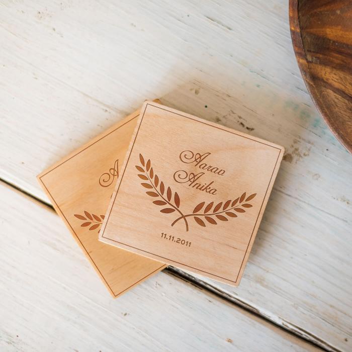 Laser Etched Coasters for Couples -  (Set of 4)