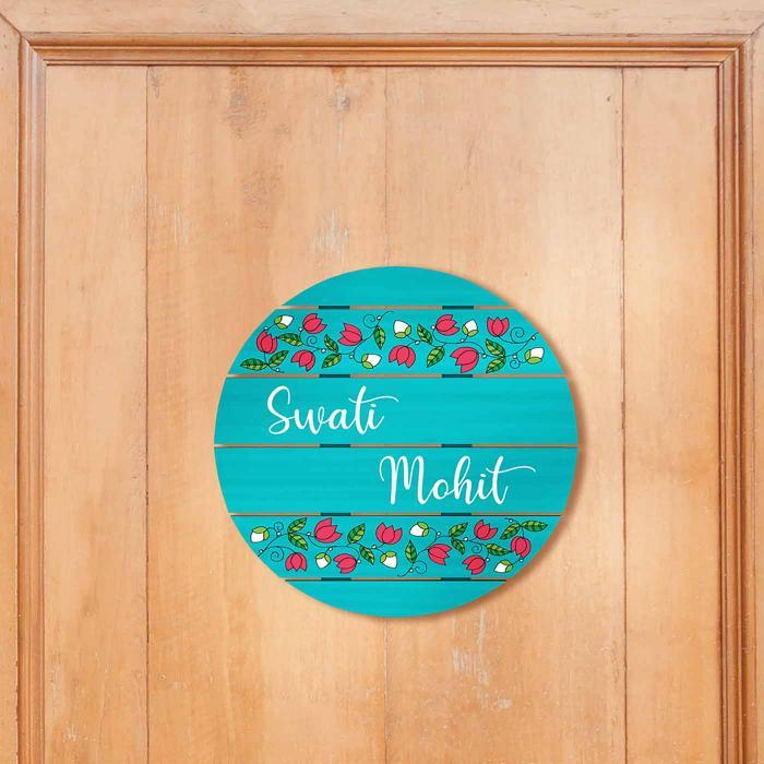 Round Hand Painted Madhubani Art Nameboard