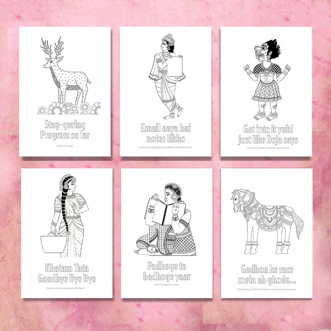 Pocket of Quirky Art 2 - Printable Coloring Sheets - Tholu Bommalatta