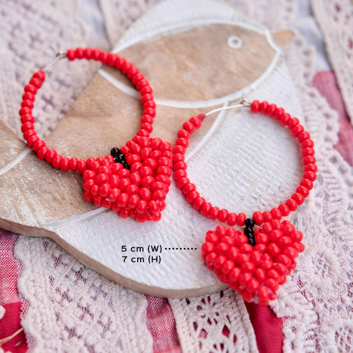 Hand Embroidered Sweetheart Sequin Earrings