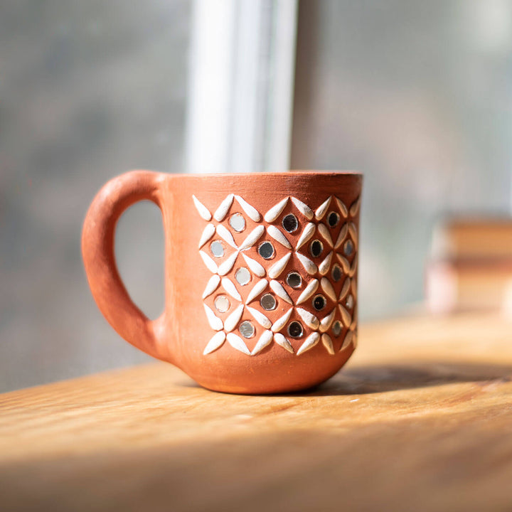 Terracotta Mug with Mirror Artwork