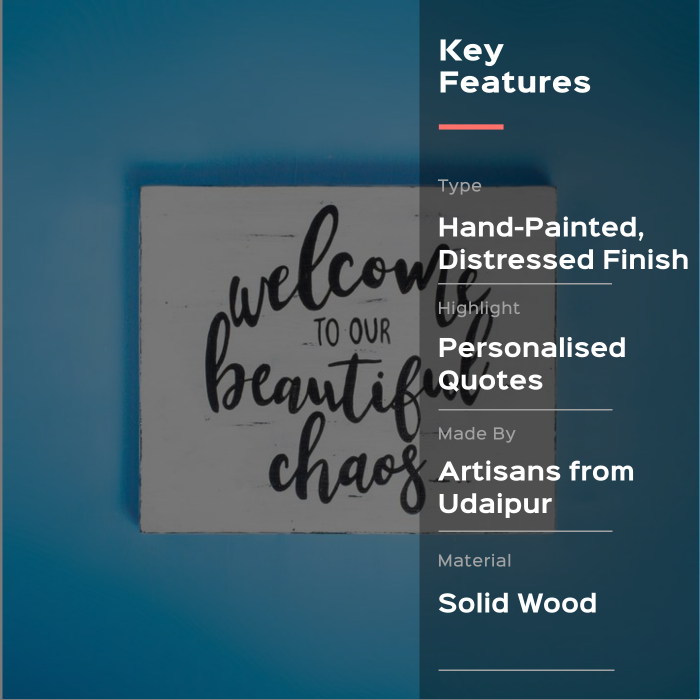 Hand Lettered Signage- Welcome To Our Beautiful Chaos With Watercolor Background