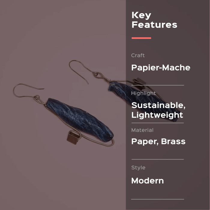 Papier Mache Cross-Over Earrings - Blue