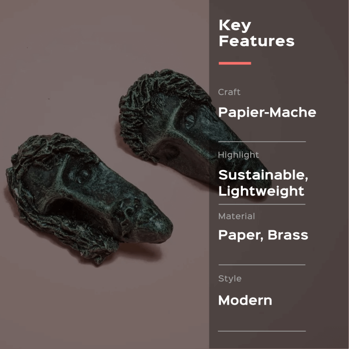 Papier-Mache Earrings - Studs - Rustic Mask
