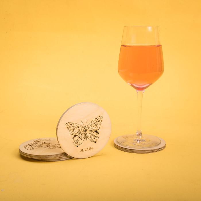 Laser Etched Coasters (Set of 4) with Name - Giraffe