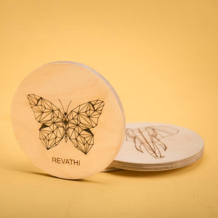 Laser Etched Coasters (Set of 4) with Name - Giraffe