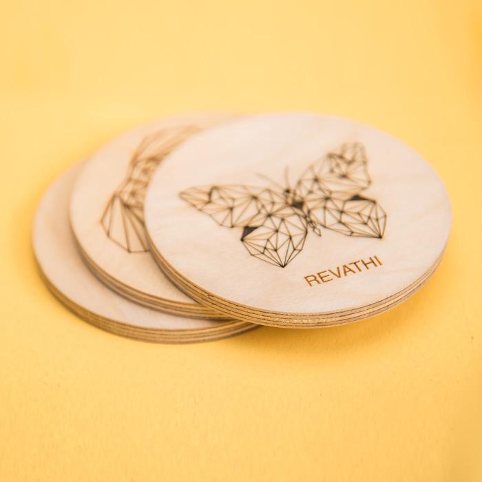 Laser Etched Coasters (Set of 4) with Name - Giraffe
